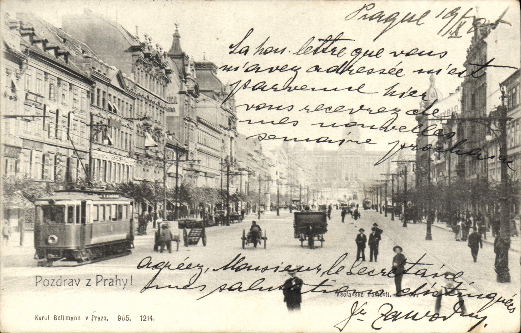Vue de la rue Václavské náměstí à Prague — Karol Bellmann, n°1214