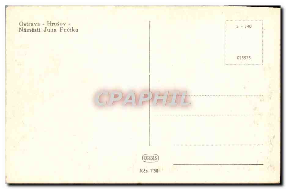 CPA Ostrava Hrusov Namesti Julia Fucika — Rückseite