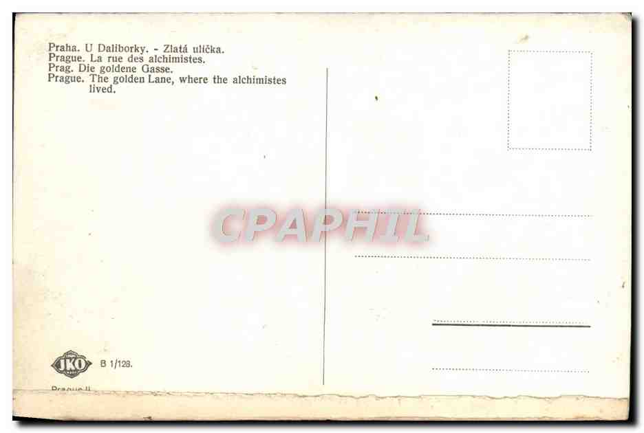 CPA Praha U Daliborky Zlata Ulicka — Verso