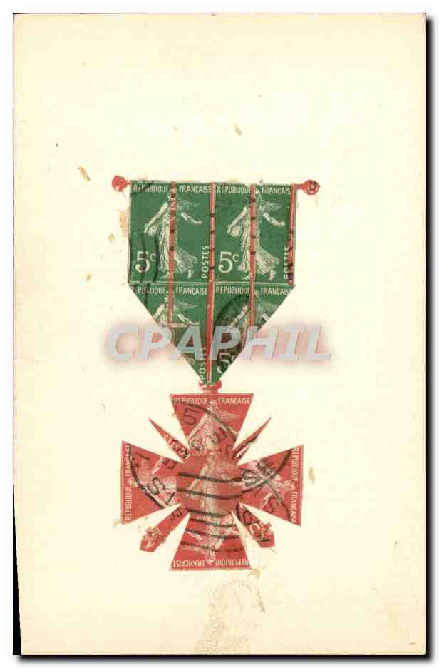 CPA Timbres Medaille Tymbres Semeuse Militaria