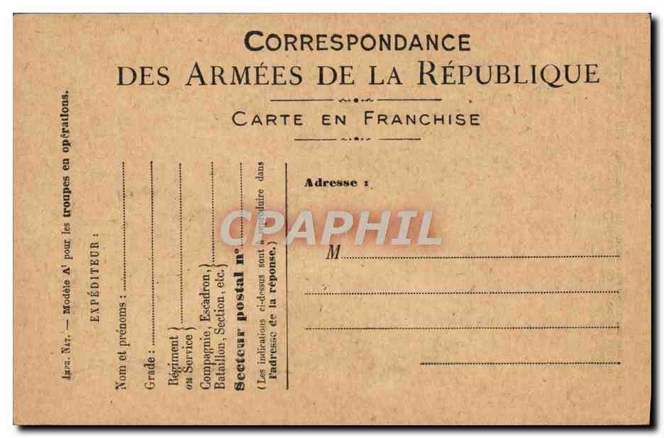 CPA Carte de Franchise Poilus Charles Fouquenay militaria — Rückseite
