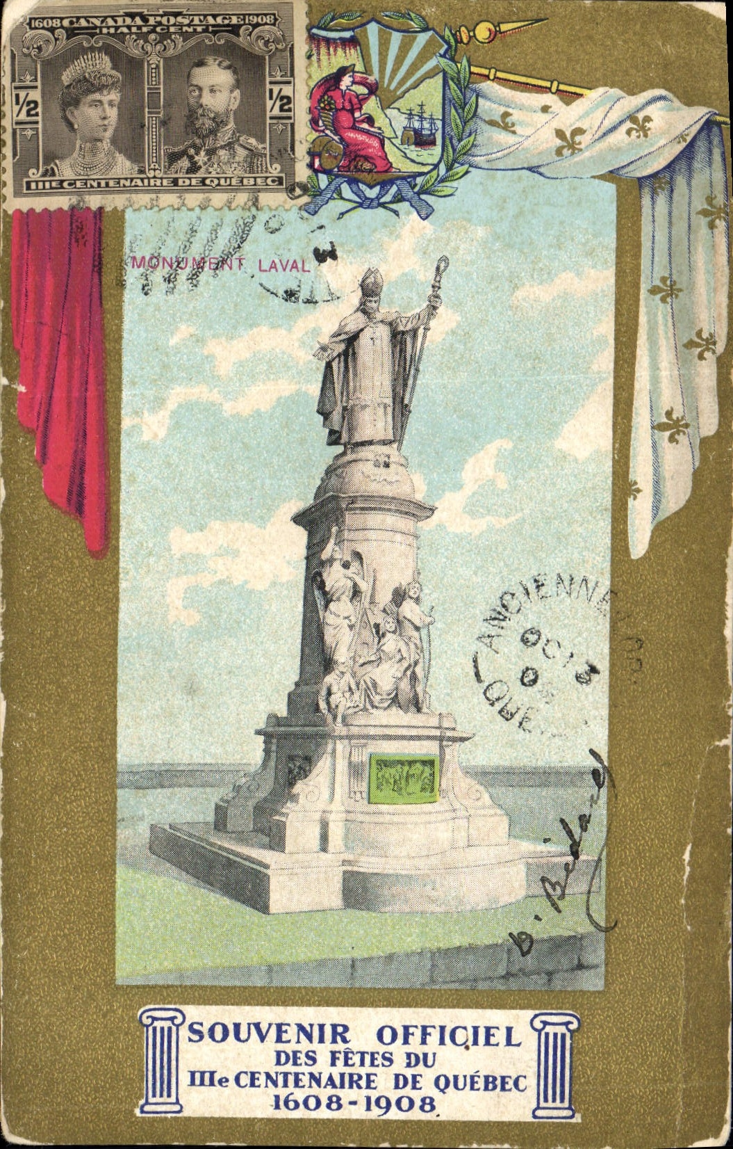 CPA Souvenir Officiel des fetes Du 3eme centenaire du Qebec 1608 1908