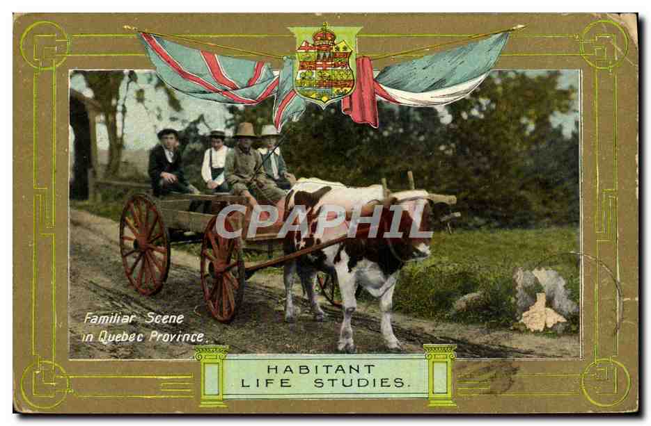 CPA Familiar Scene in Quebec Province Attelage