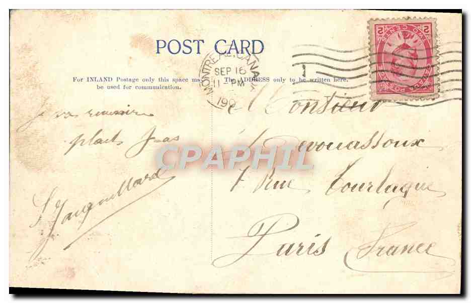 CPA Montreal Place Viger Hotel Railway Station — Rückseite