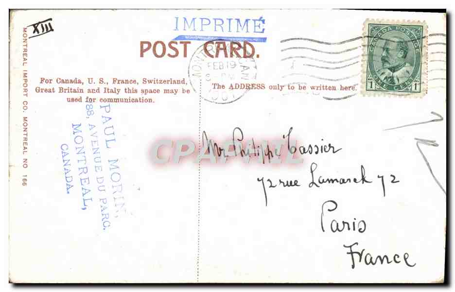 CPA Montreal Big John And Party Shooting Lachine rapids  — Rückseite