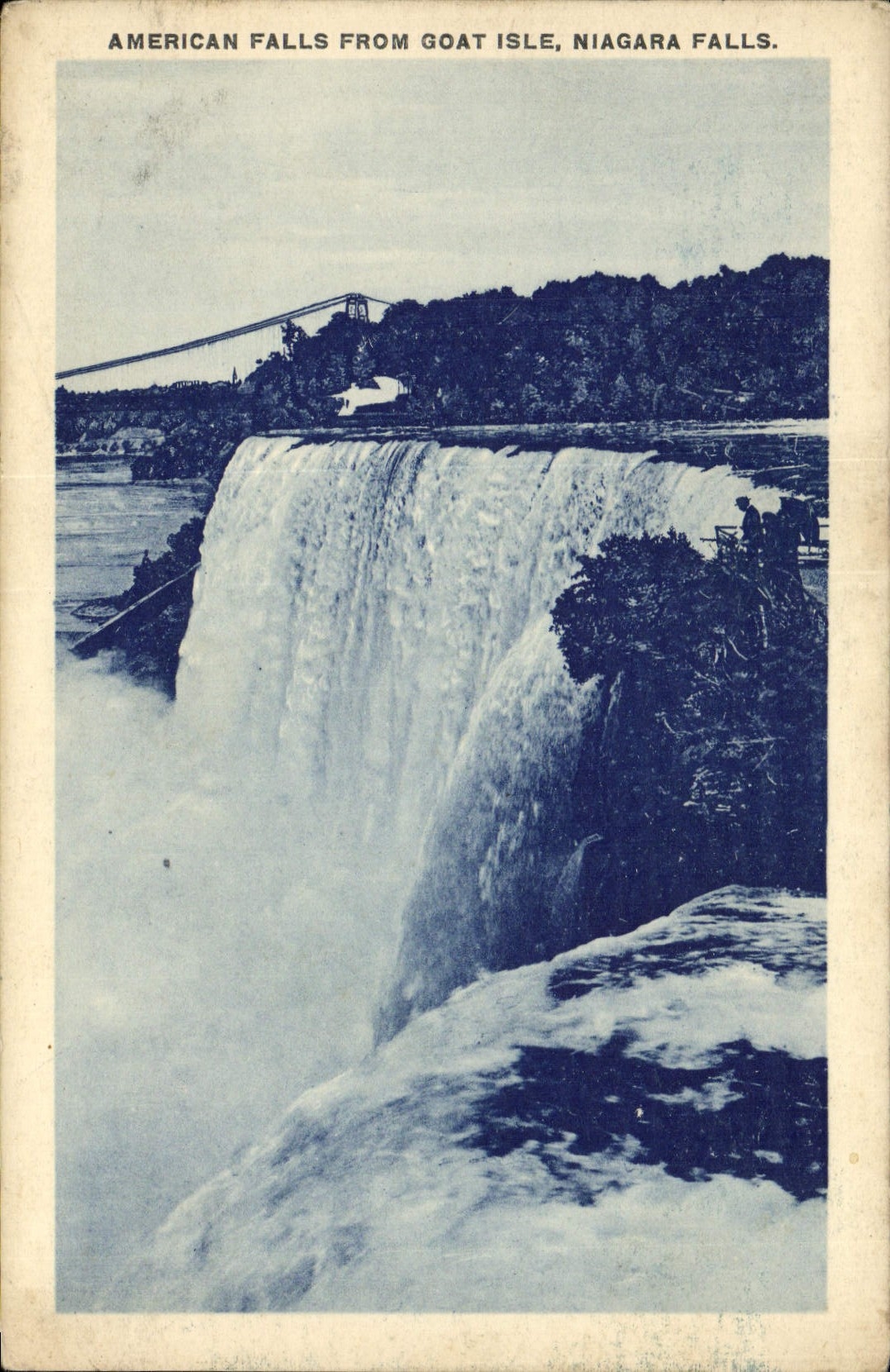 CPA Niagara Falls American Falls From Goat Isle