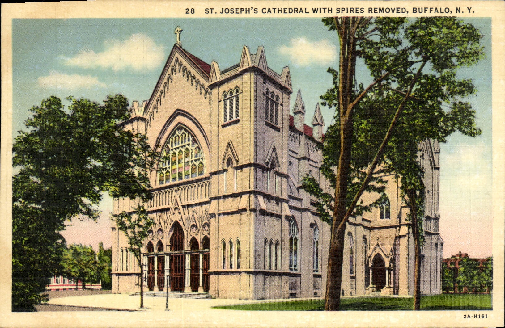 CPA St Joseph's Cathedral With Spires Removed Buffalo
