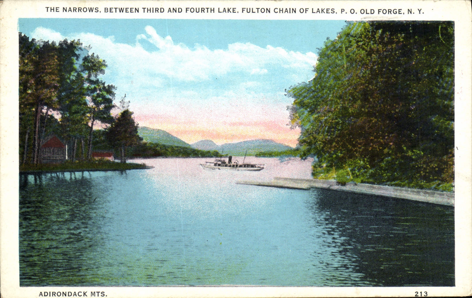 CPA The Narrows Between Third And Fourth Lake Fulton Chain of lakes PO OLd Forge NY