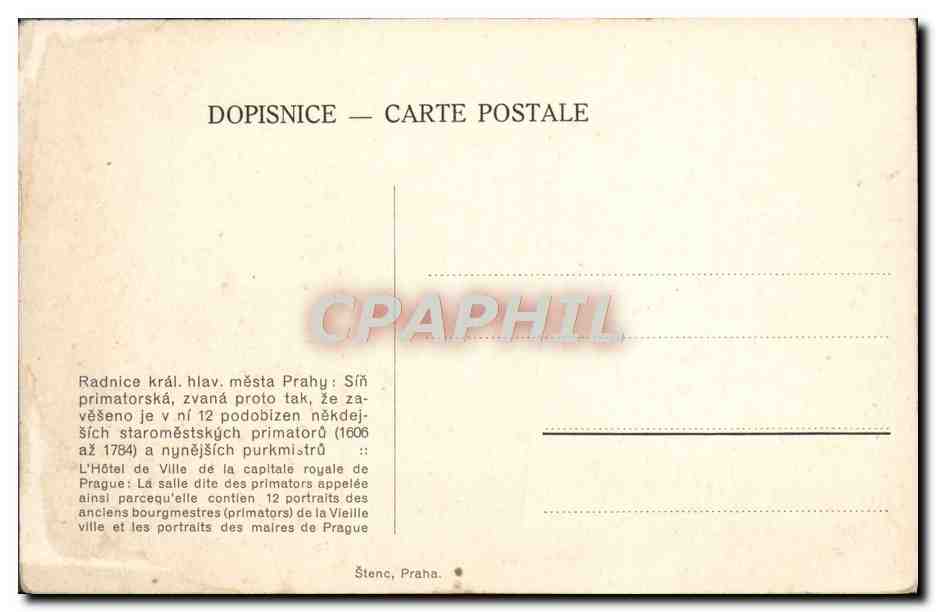 CPA Radnice kral hiav Prahy Sin primatorska zvana proto tak — Back