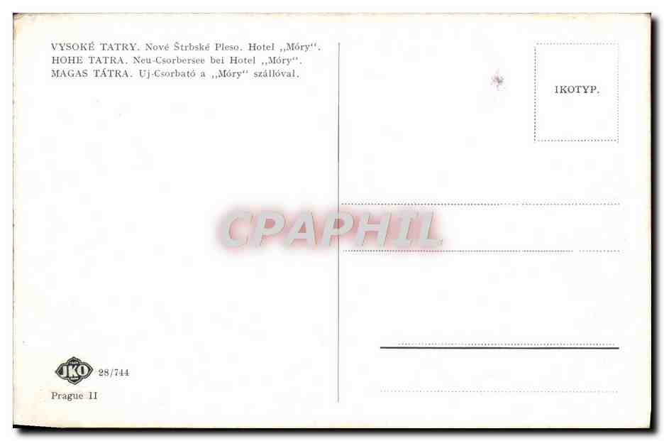 CPA Vysoke Tatry Nove Strbske Pleso Hotel Mory Hohe Tatra Neu Csorbersee — Rückseite