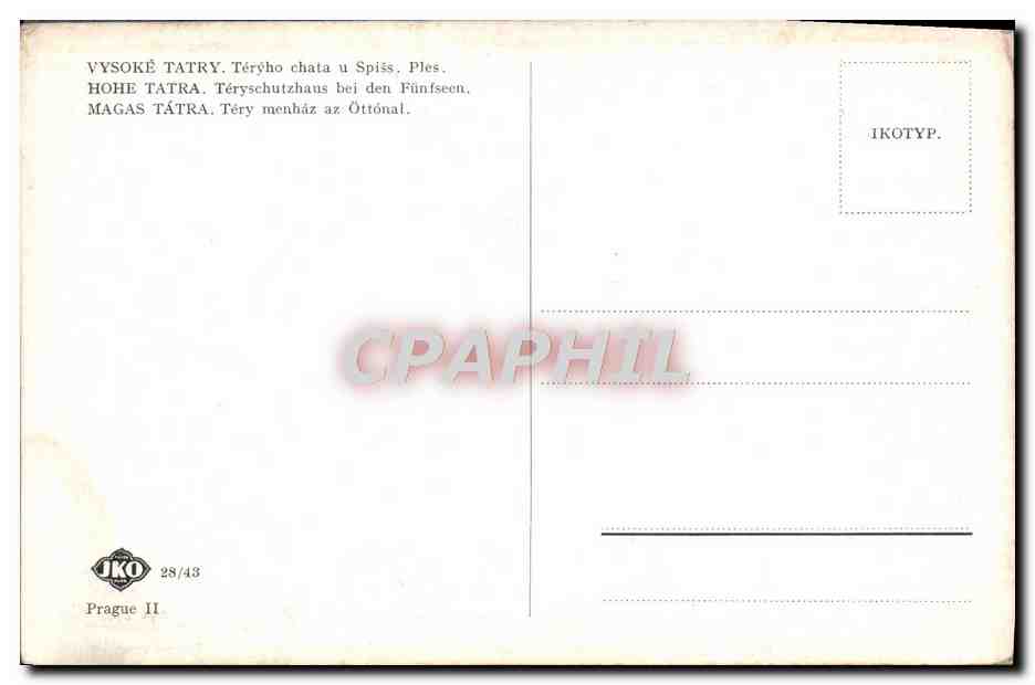 CPA Vysoke Tatry Nove Strbske Pleso Hotel Mory Hohe Tatra Neu Csorbersee — Verso