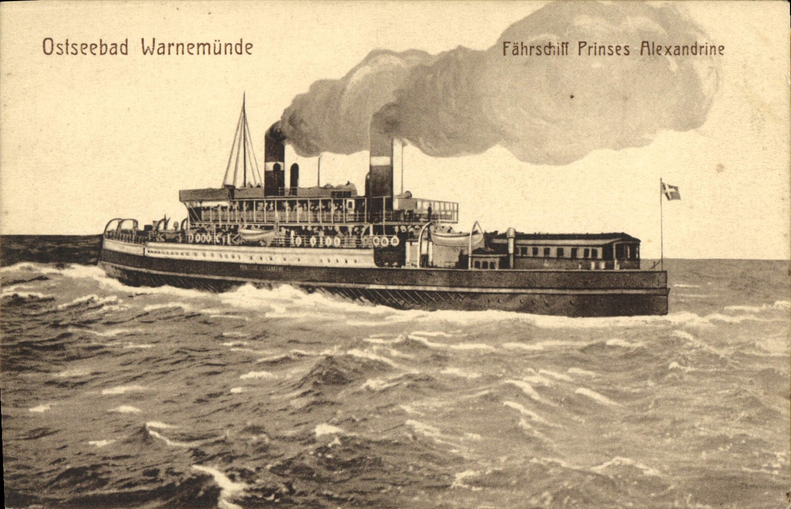 CPA Ostseebad Warnemunde Fahrschiff Prinses Alexandrine Bateau