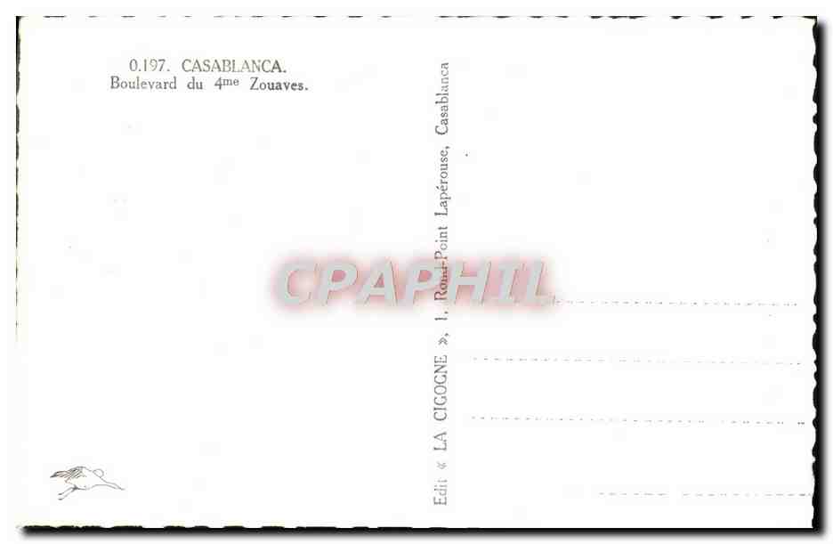 CPM Casablanca Boulevard du 4eme Zouaves Association des anciens combattants — Verso