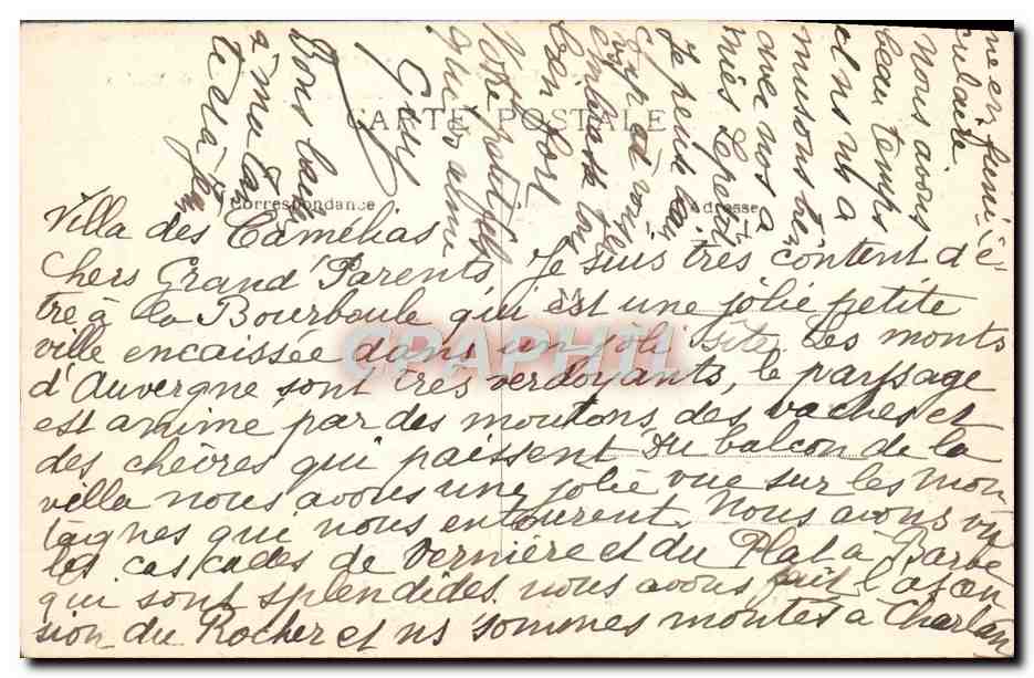 CPA L'Auvergne La Bourboule Vallee de Vendeix Prise de Murat le Quaire — Rückseite