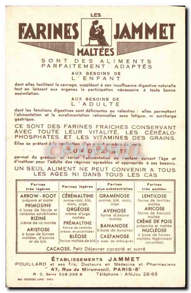 Les Vieilles Provinces de France — Le Bourbonnais — Édité par les Farines Jammet — Achterkant