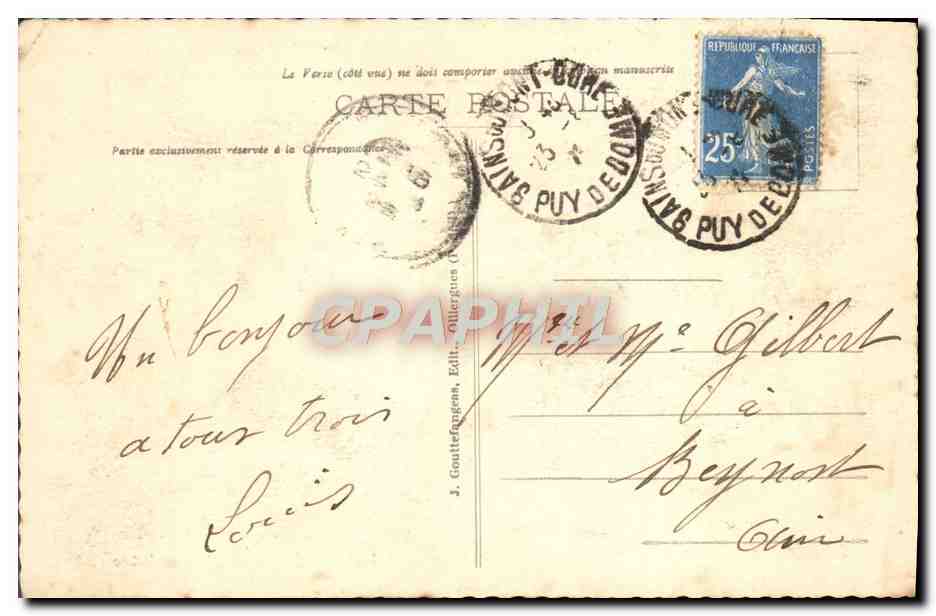 CPA Le Mont Dore Vue Generale Le Capucin et le Funiculaire — Verso