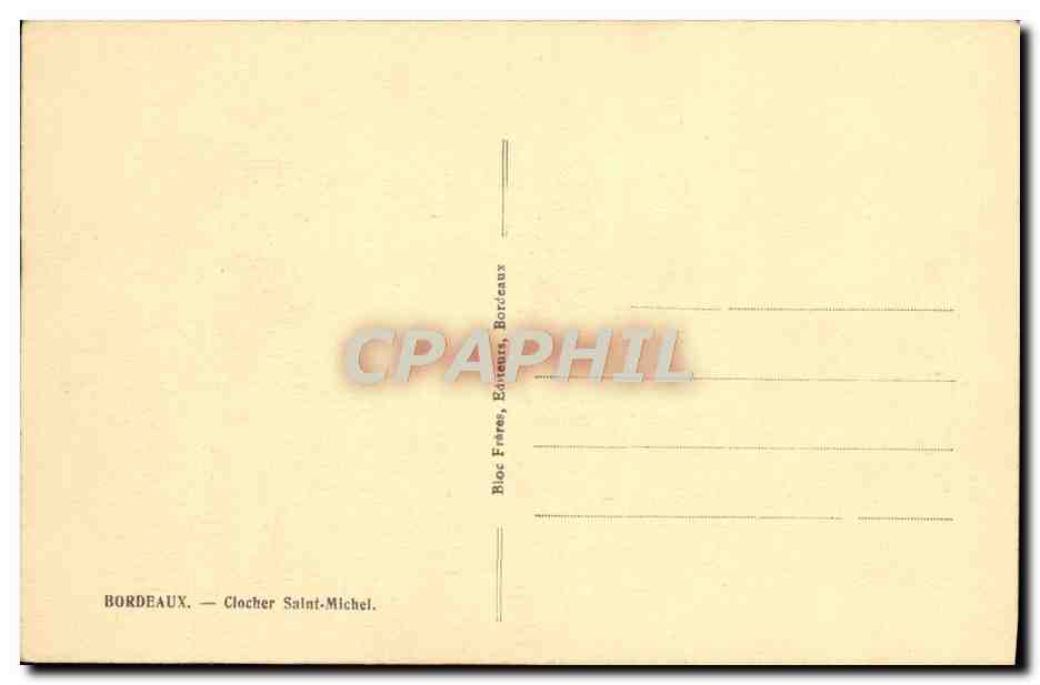 CPA Bordeaux Clocher Saint Michel — Verso