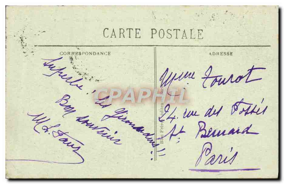 CPA Bordeaux La Fontaine des Thois Graces — Verso