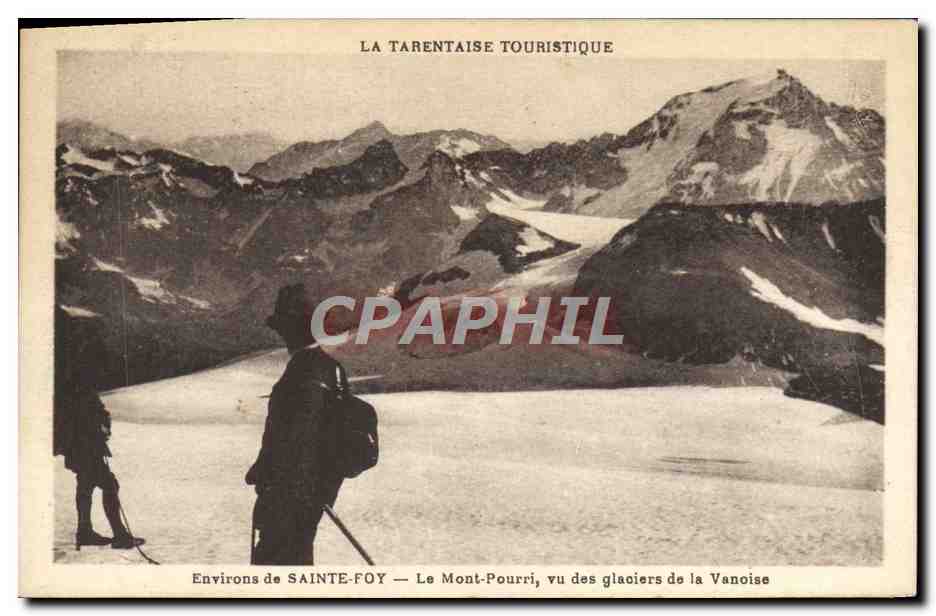 CPA La Tarentaise Touristique Environs de Sainte Foy Le Mont Pourri vu des glaciers de la Vanoise