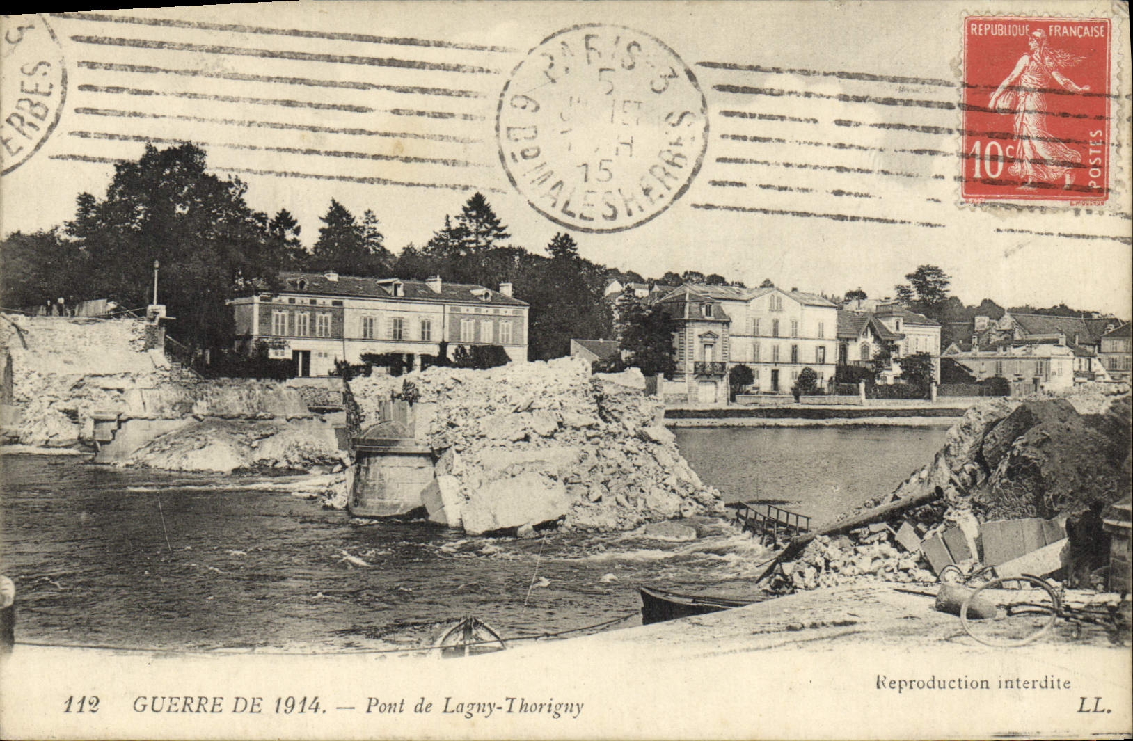 Brücke von Laguy-Thorigny — Details der 1914 Krieg — Verlag LL, Nr. 112