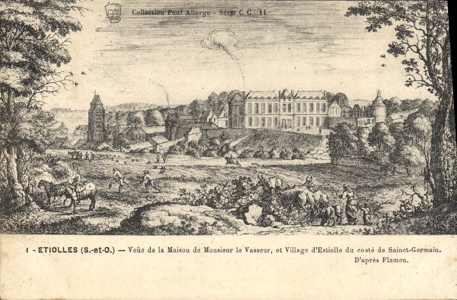CPA Etiolles Veue De La Maison De Monsieur Le Vasseur Et Village d'Estiolle du coste de Saint Germain 