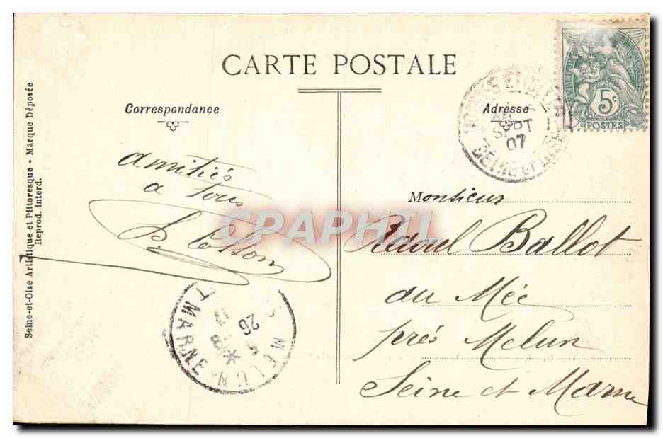 CPA Etiolles Veue De La Maison De Monsieur Le Vasseur Et Village d'Estiolle du coste de Saint Germain  — Rückseite