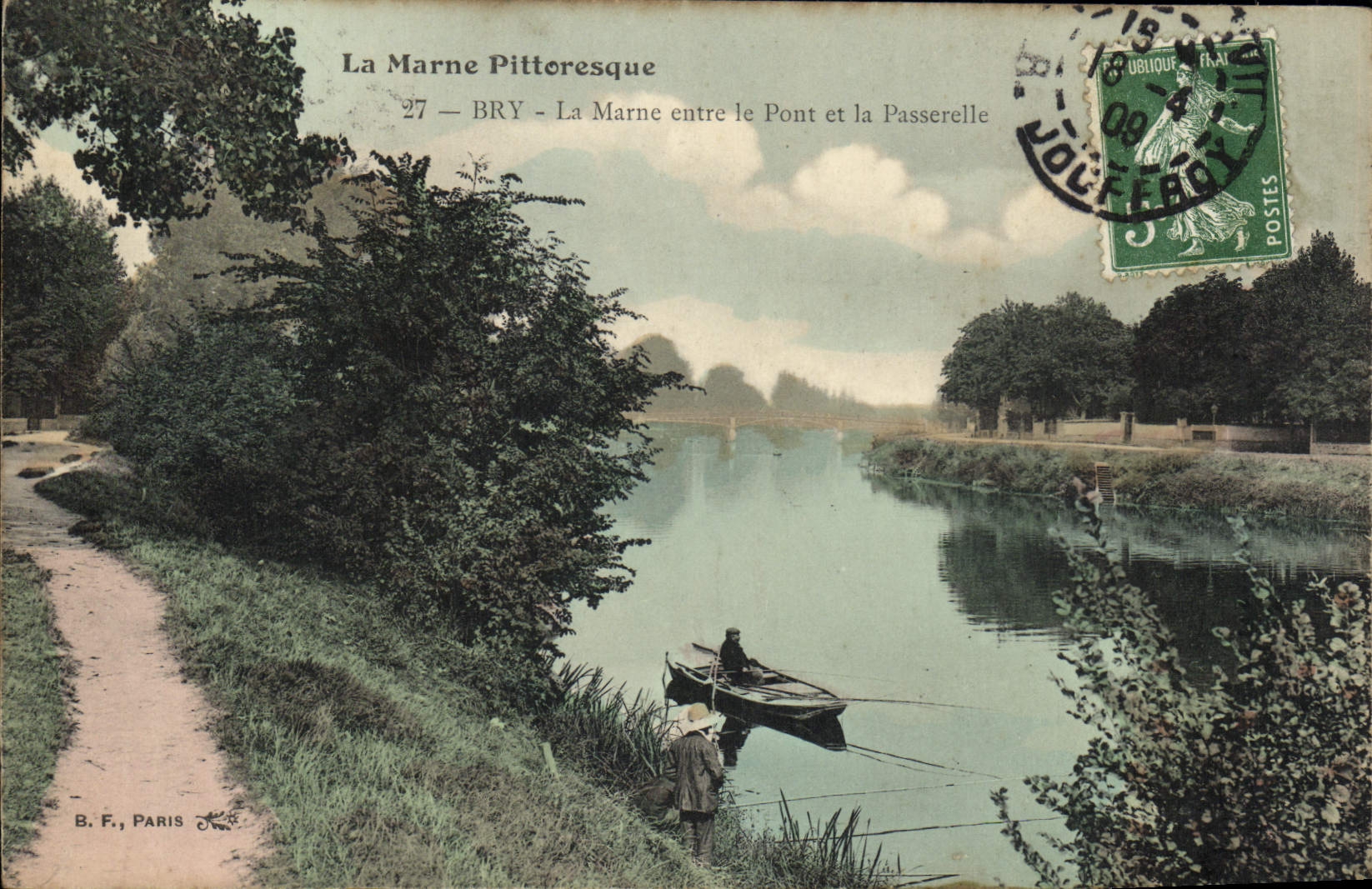 CPA La Marne Pittoresque Bry La Marne entre Le Pour Et La Passerelle Peche Pecheur 