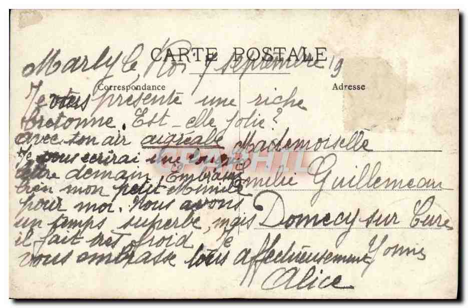 CPA Femme Folklore Marly le Roi 1912 — Verso