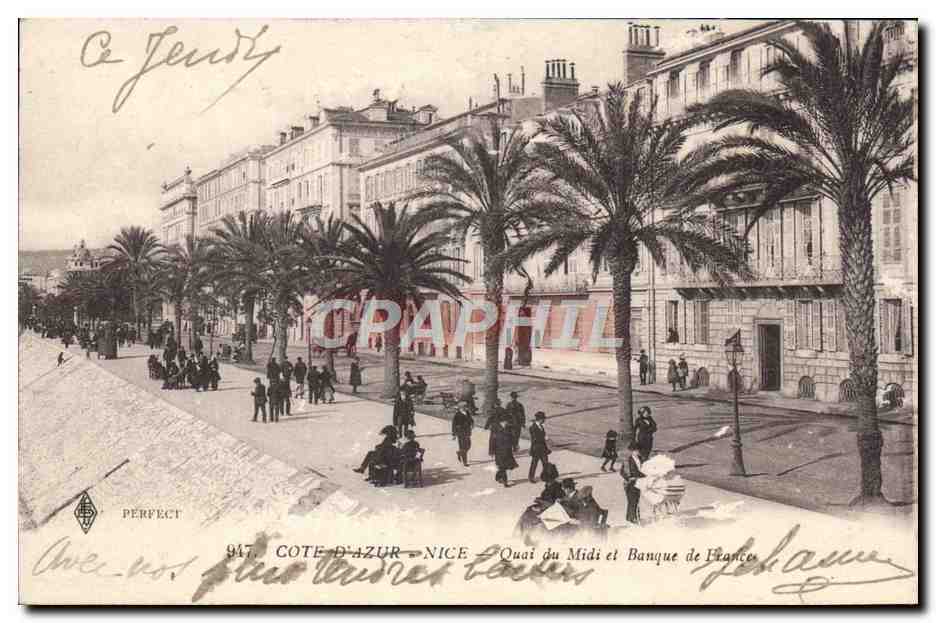 CPA Cote d'Azur Nice Quai Du Midi Et Banque De France