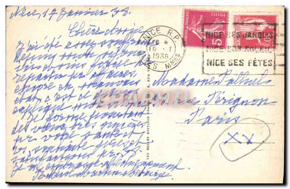 CPA Nice La Promenade Des Anglais Et Les Casinos — Verso