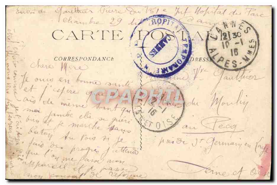 CPA Cannes Boulevard De La Croisette Attelage (animee) Cheval — Verso