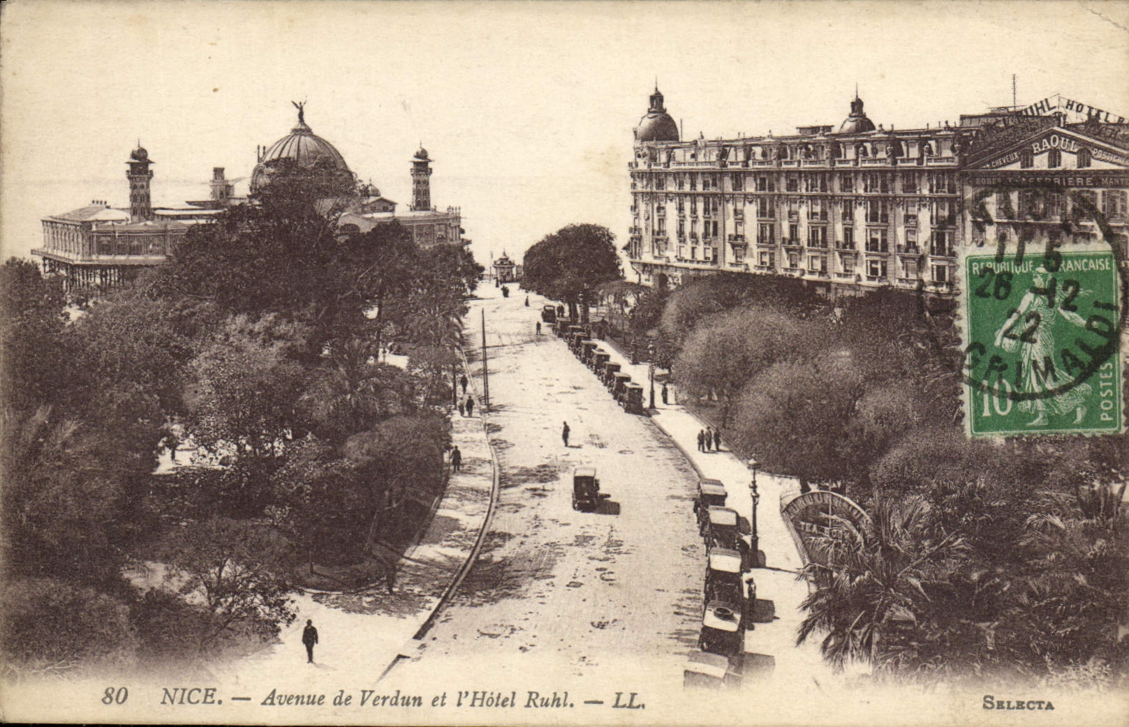 CPA Nice Avenue De Verdun Et l'Hotel Ruhl