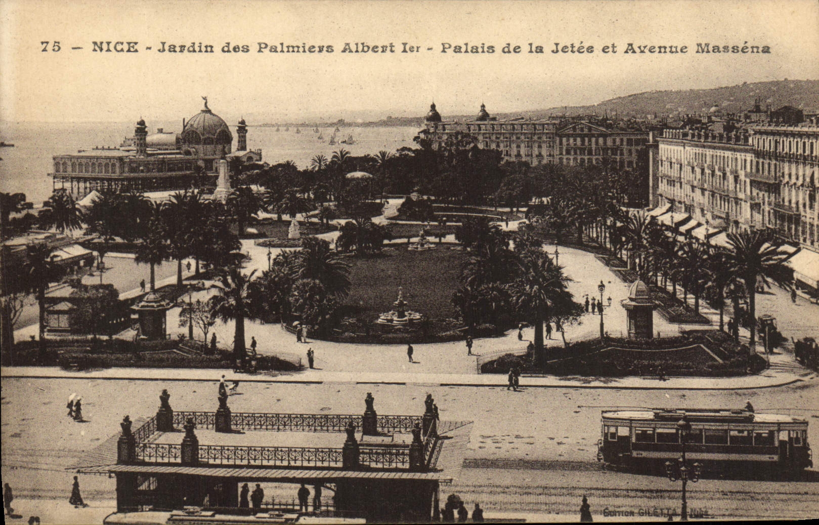 CPA Nice Jardin Des Palmiers Albert 1er Palais De La Jetee Et Avenue Massena Tramway