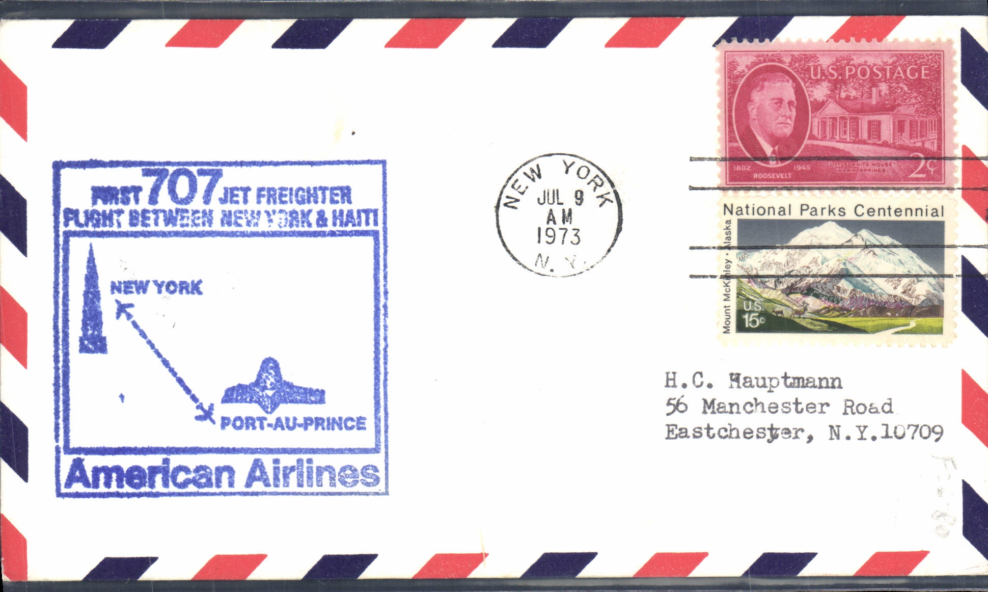 Premier vol jet entre New York et Haïti — American Airlines — 9 juillet 1973