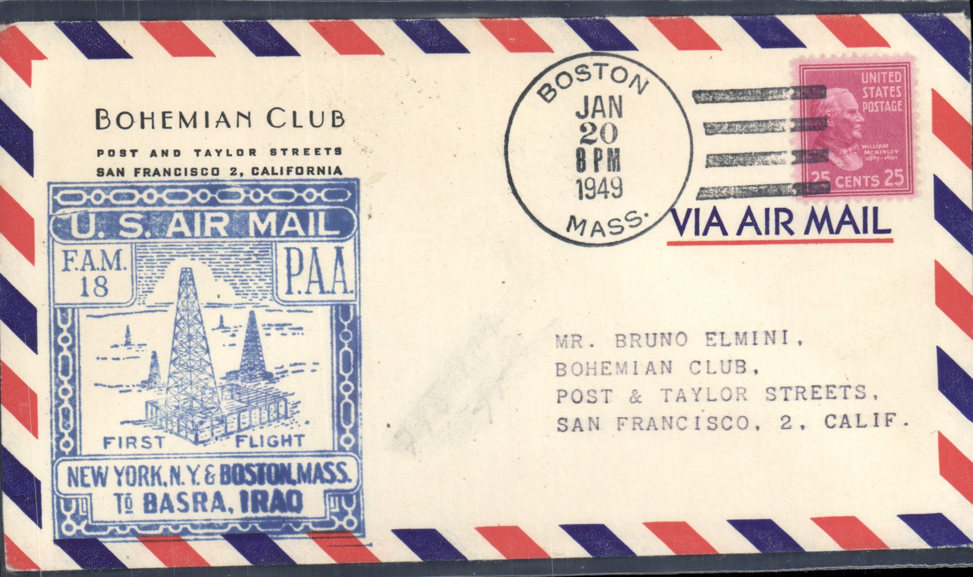 Premier vol New York - Basra via Boston — Bohemian Club, San Francisco — PAA