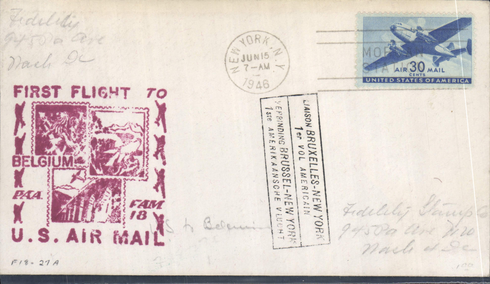 Premier vol New York-Bruxelles — PAA — 1er juin 1946