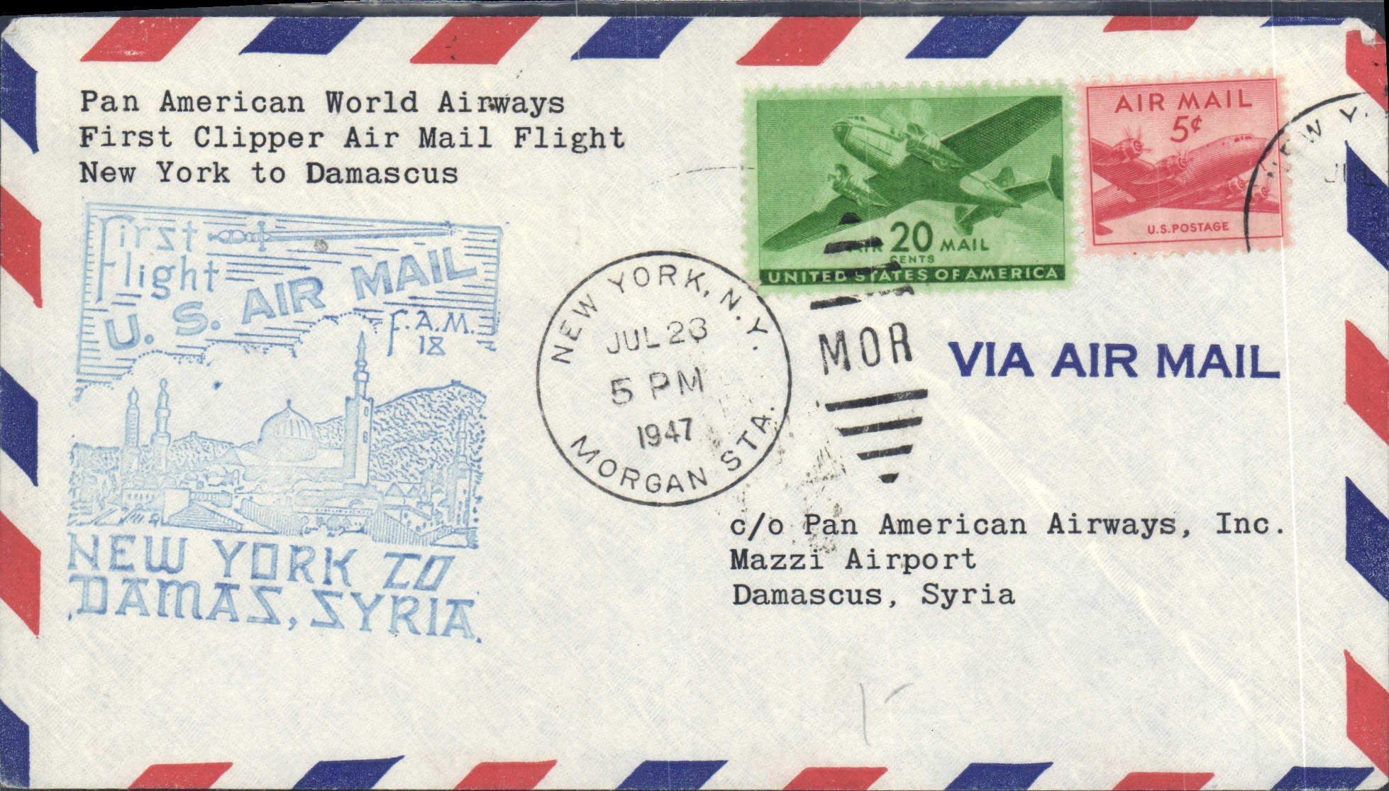 New York nach Damaskus — Erster Flug der Pan American World Airways — Verlag Pan American Airways, Inc.