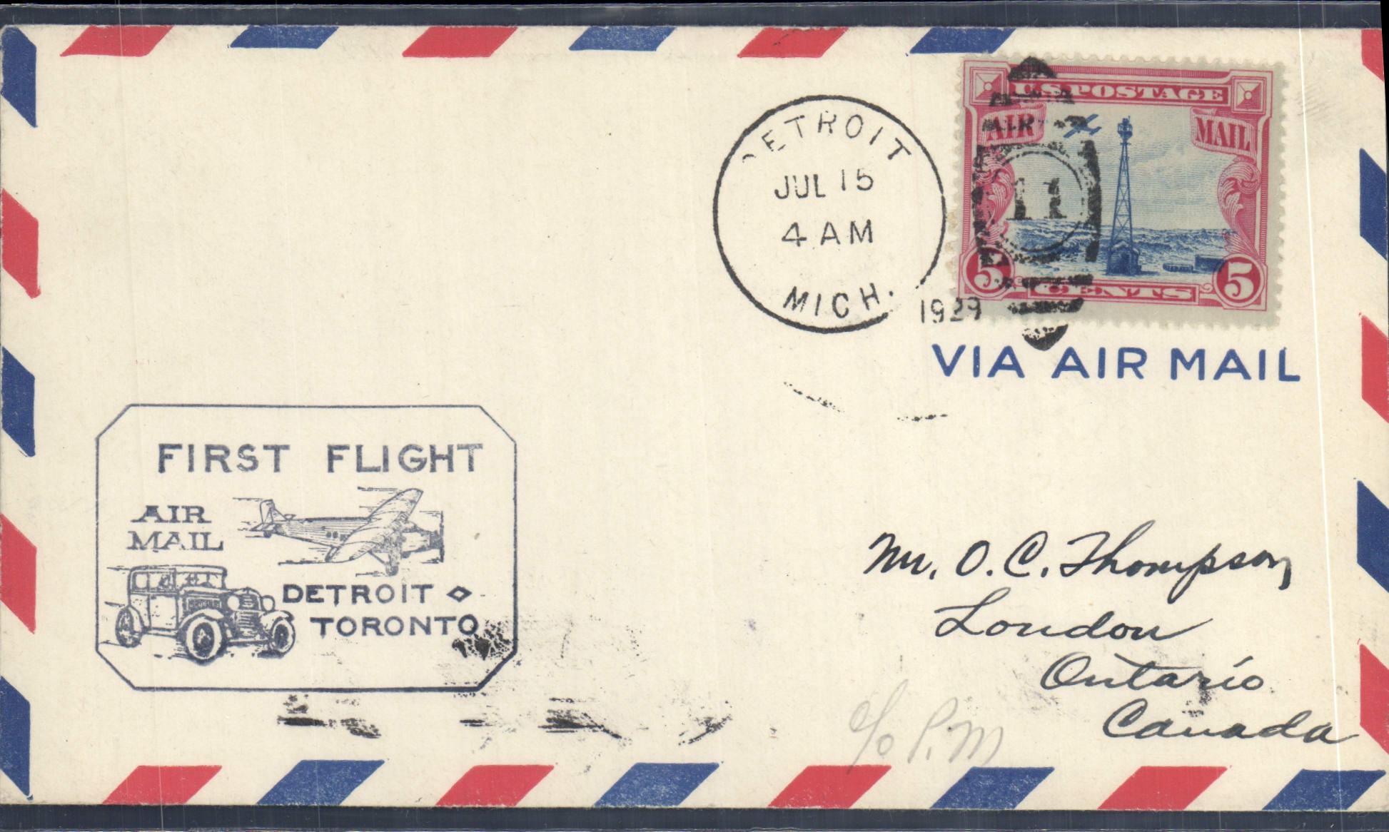 Primer vuelo Detroit-Toronto — 1929 — Editor: Canada Post
