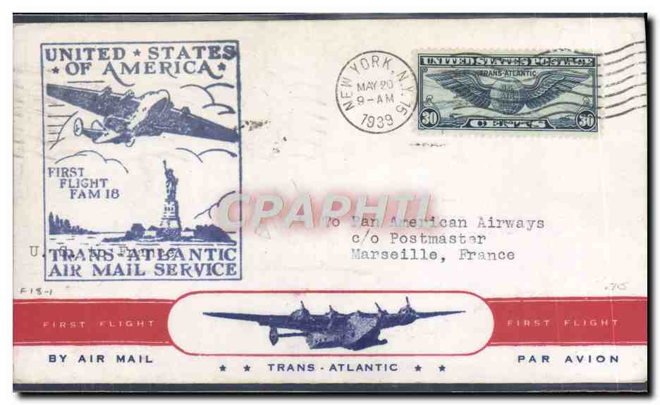 Primer vuelo transatlántico — servicio postal aéreo — Pan American Airways
