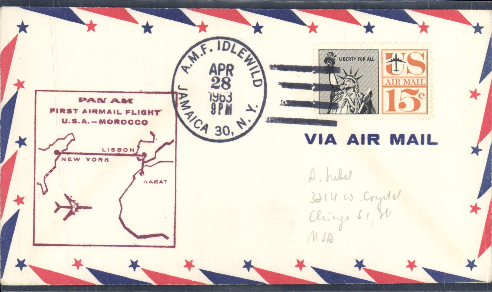 First Pan Am Air Flight - USA-Morocco — A.M.F. Idlewild, Jamaica — April 28, 1963