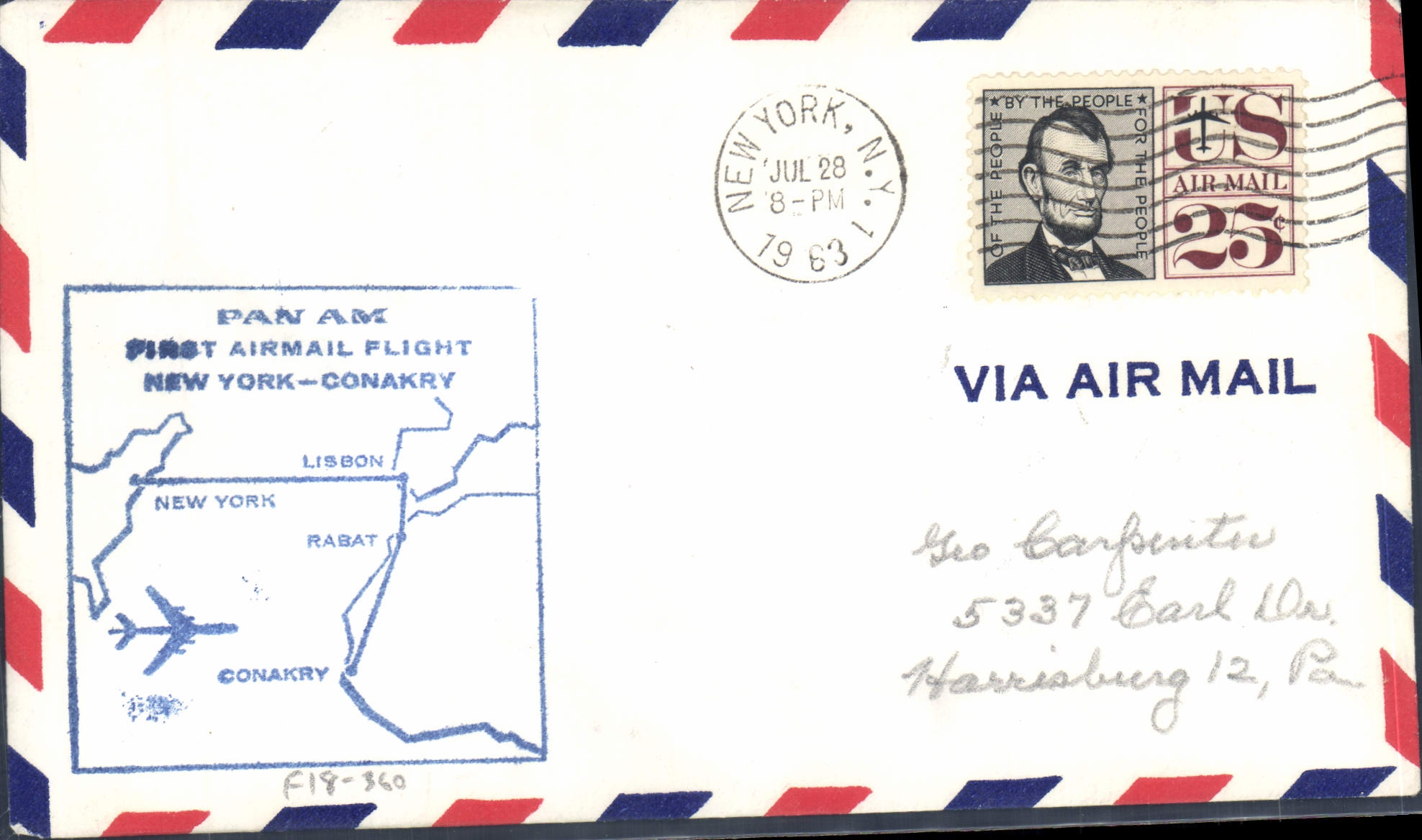 First Pan Am Airline Flight New York - Conakry — Pan Am