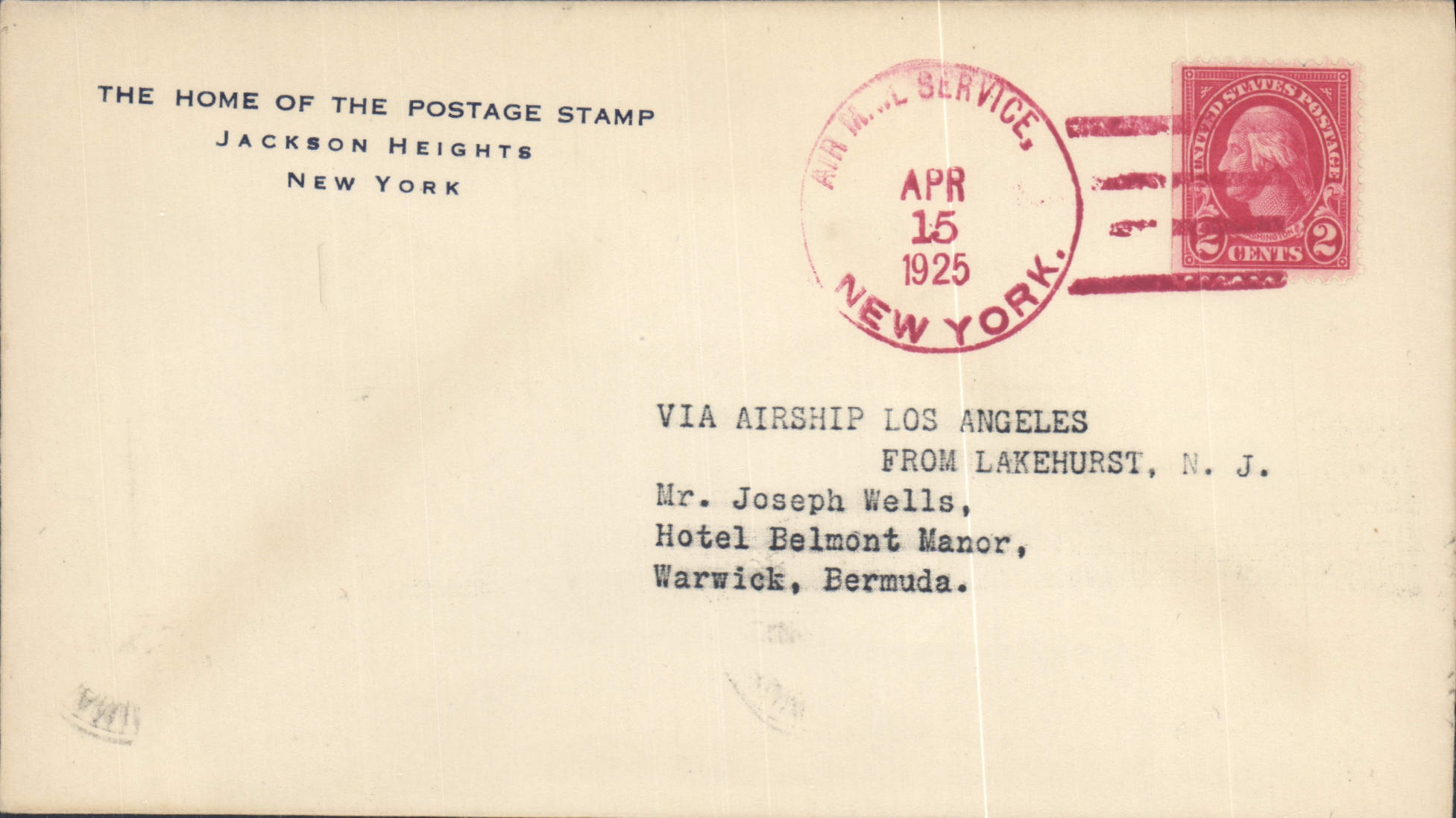 The Home of the Postage Stamp — Jackson Heights, New York — uitgever niet zichtbaar