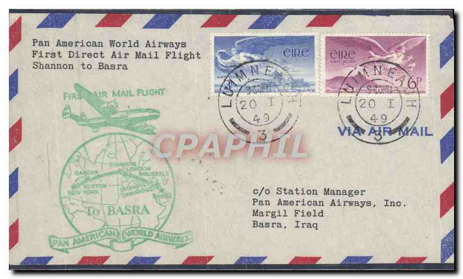 Lettre Irlande 1st flight Shannon to Basra Iraq
