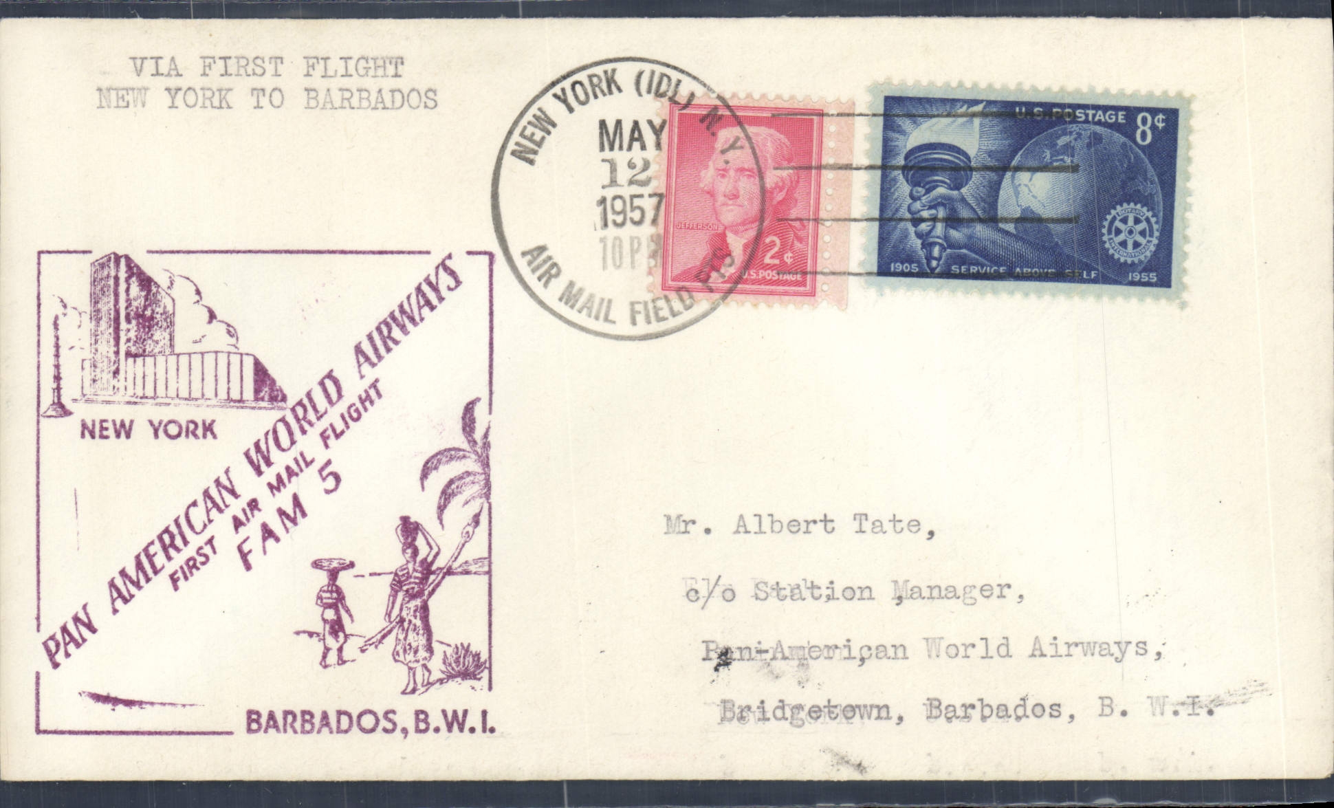 Erster Flug der Pan American World Airways — New York nach Barbados — FAM 5 — Verlag Pan American World Airways