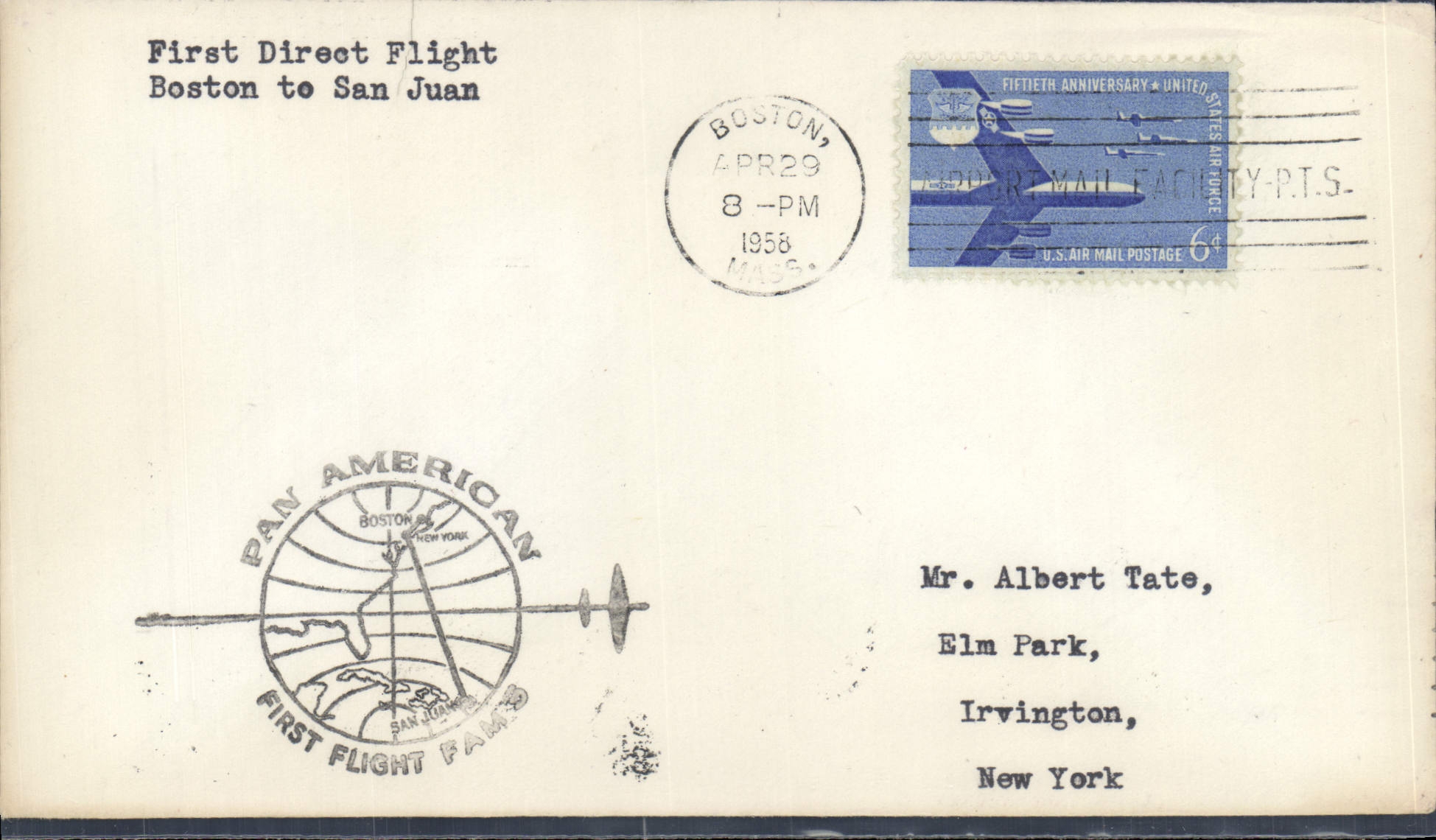 Erster direkter Flug Boston-San Juan — Pan American — 29. April 1958