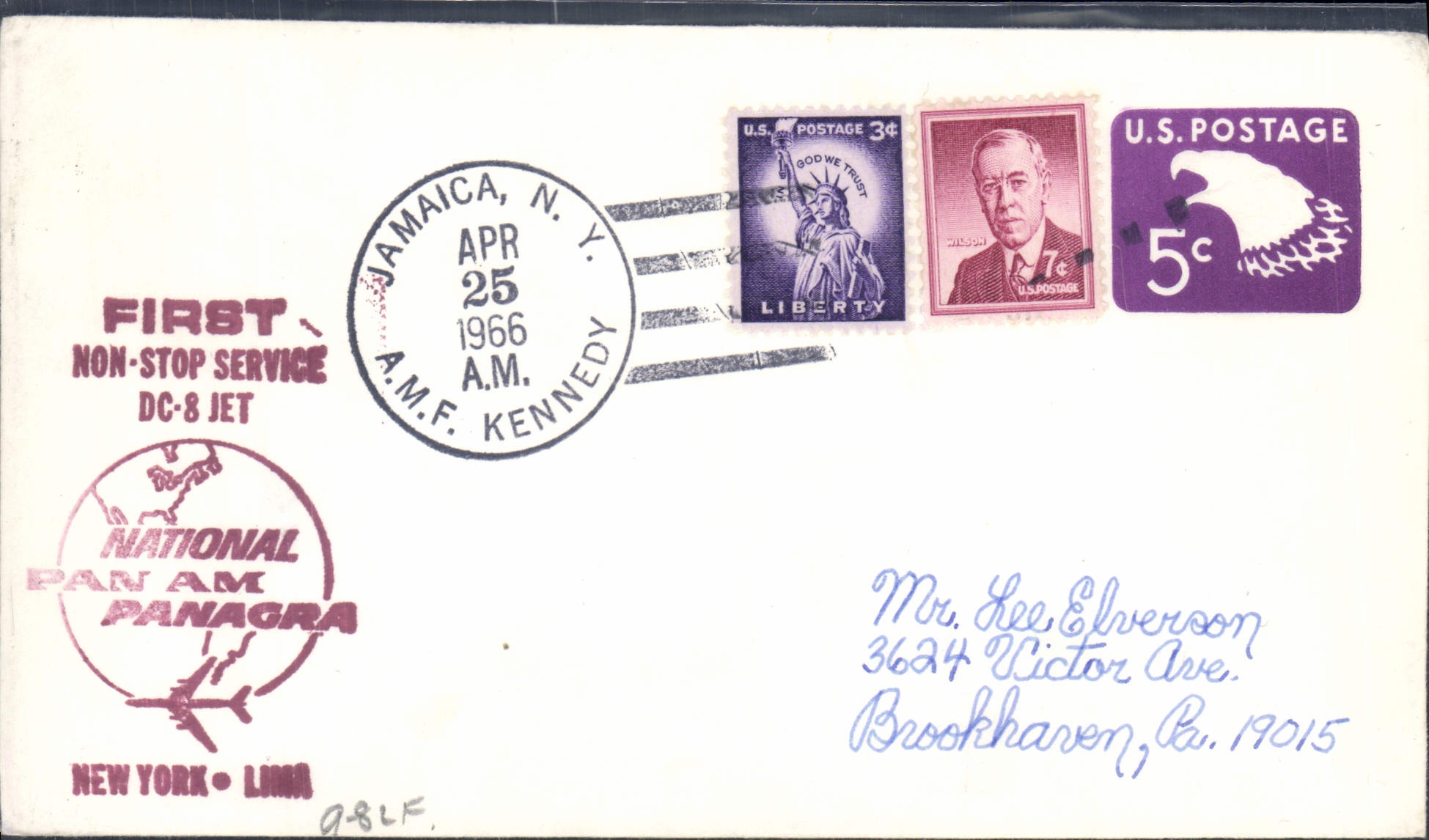 Jamaica, N.Y. — first non-stop DC-8 Pan Am flight — special issue April 25, 1966