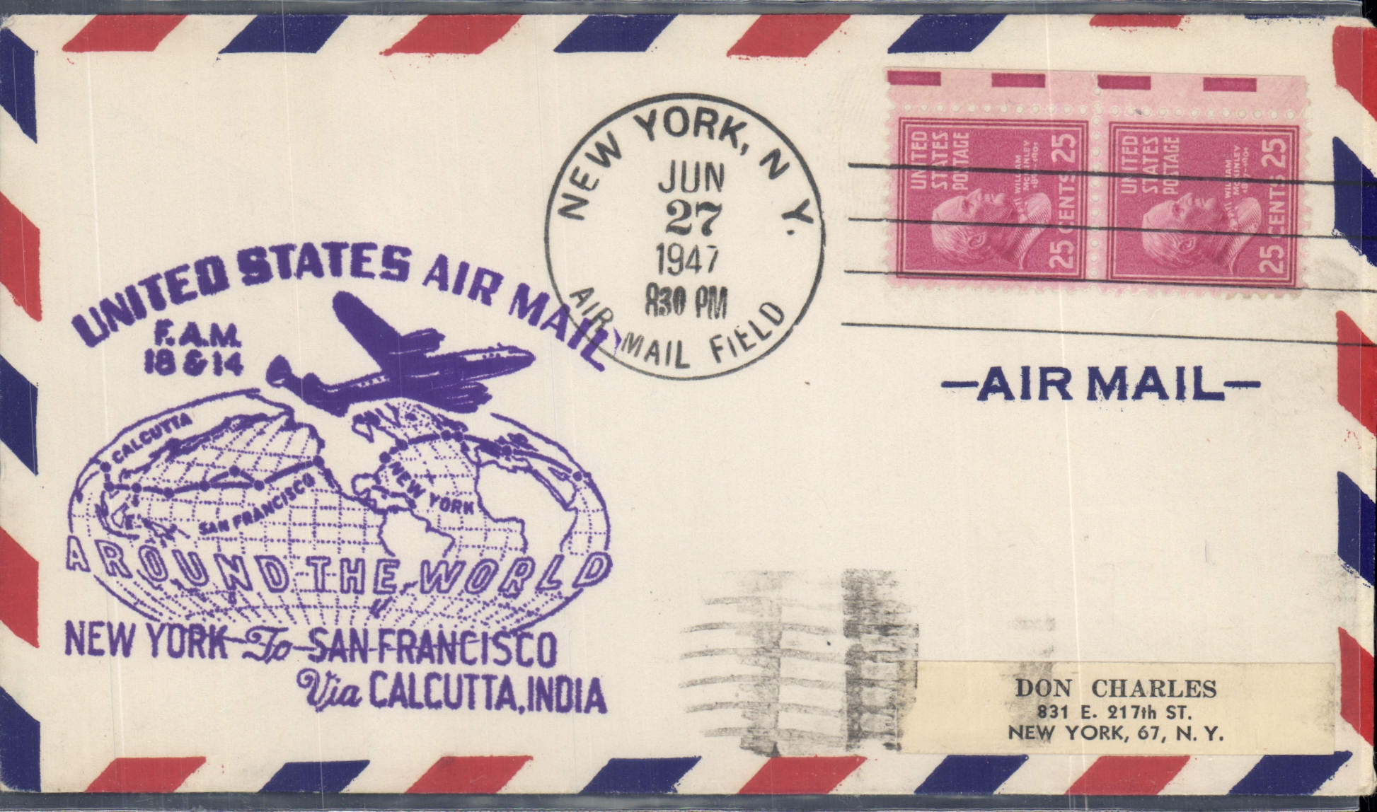 New York — Aéropostale intorno al mondo — United States Air Mail