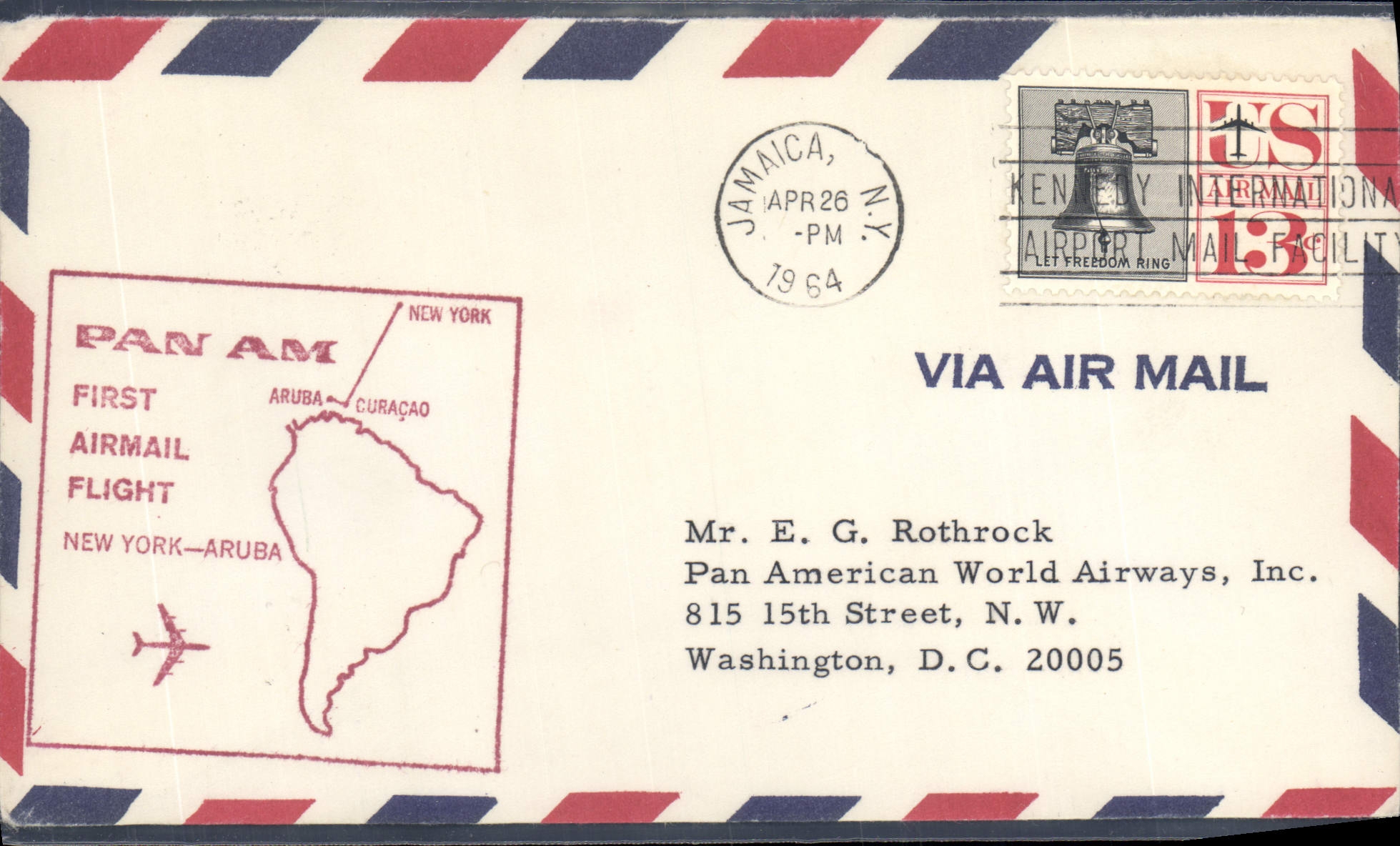 First Air Flight New York-Aruba — Pan Am — Jamaica, N.Y. — April 26, 1964