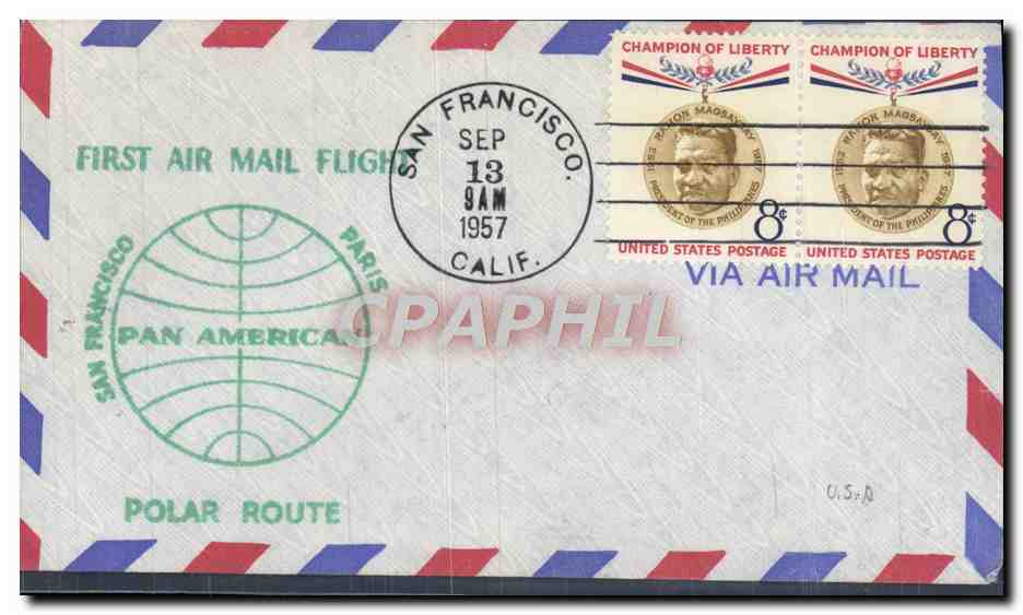 Erster Flug San Francisco-Paris — Pan American — Polar-Route — 13. Sept. 1957