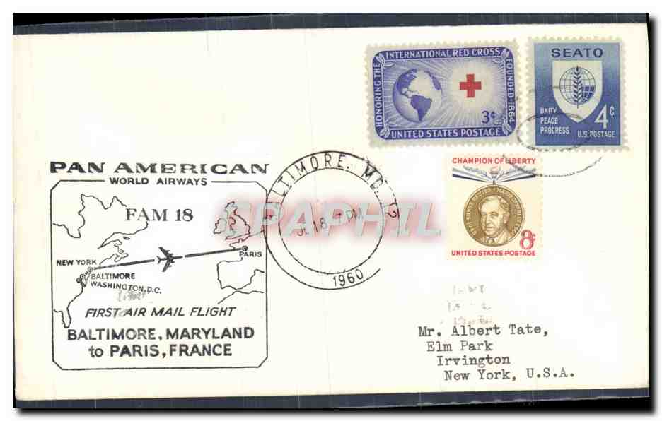 Vol inaugural Pan American Airways Baltimore-Paris — 18 juillet 1960 — éditeur Pan American World Airways